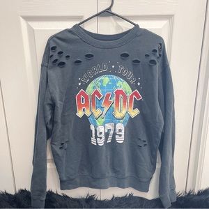 S | AC/DC World Tour Distressed Crewneck Sweater